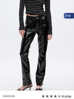 GAP High-Shine Black Straight-Leg Vegan Leather Pants
